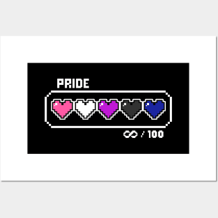 Genderfluid Pride Videogame Life Bar Hearts Posters and Art